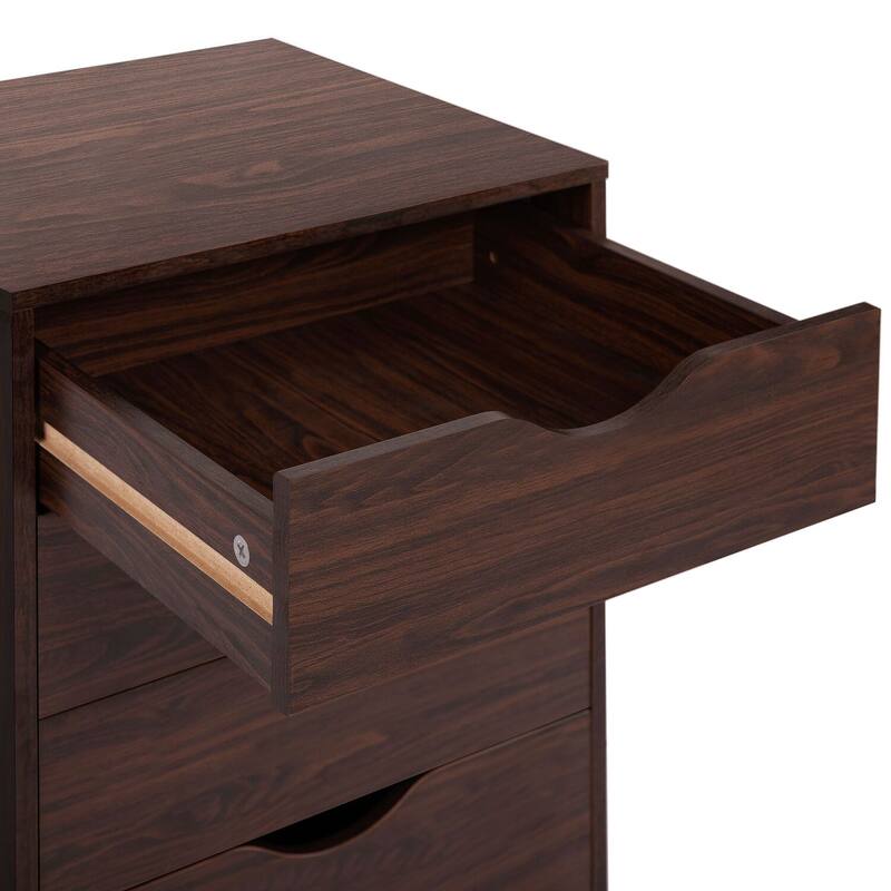 5 Drawers Chest, Wood Storage Dresser with Wheels, Craft Storage Organizer and Storage Drawer Office Drawer Unit