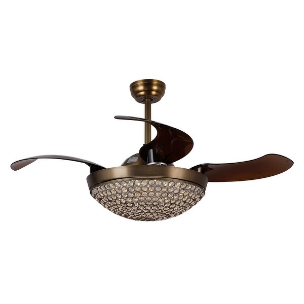 Shop Modern Dimmable Light Crystal Ceiling Fans with ...