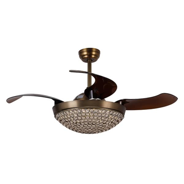 Shop Modern Dimmable Light Crystal Ceiling Fans With