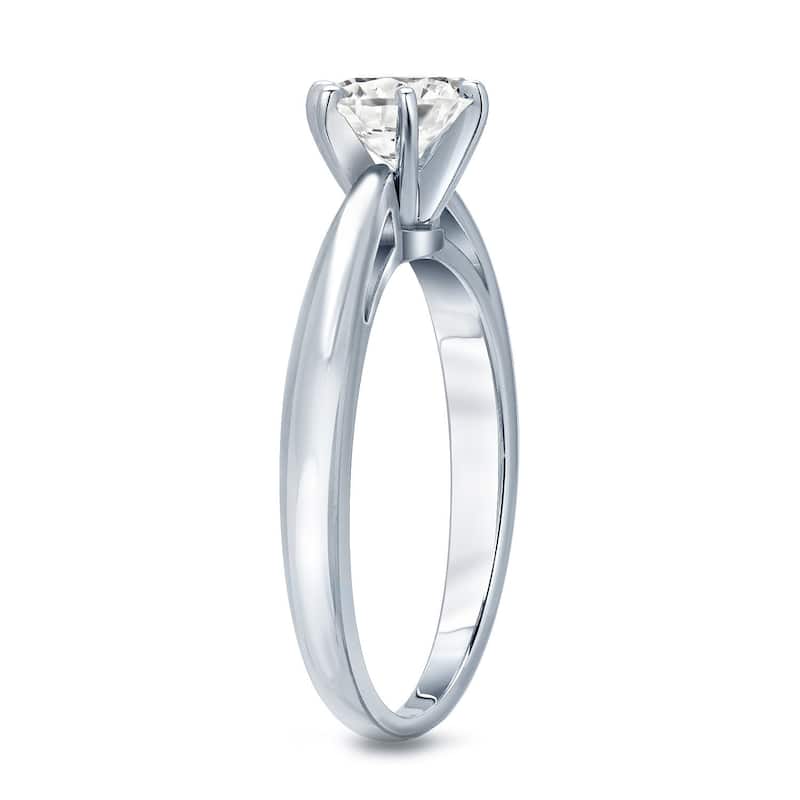 Auriya 14k Gold 1ctw Round Solitaire Diamond Engagement Ring 6-Prong (I-J, SI1-SI2)
