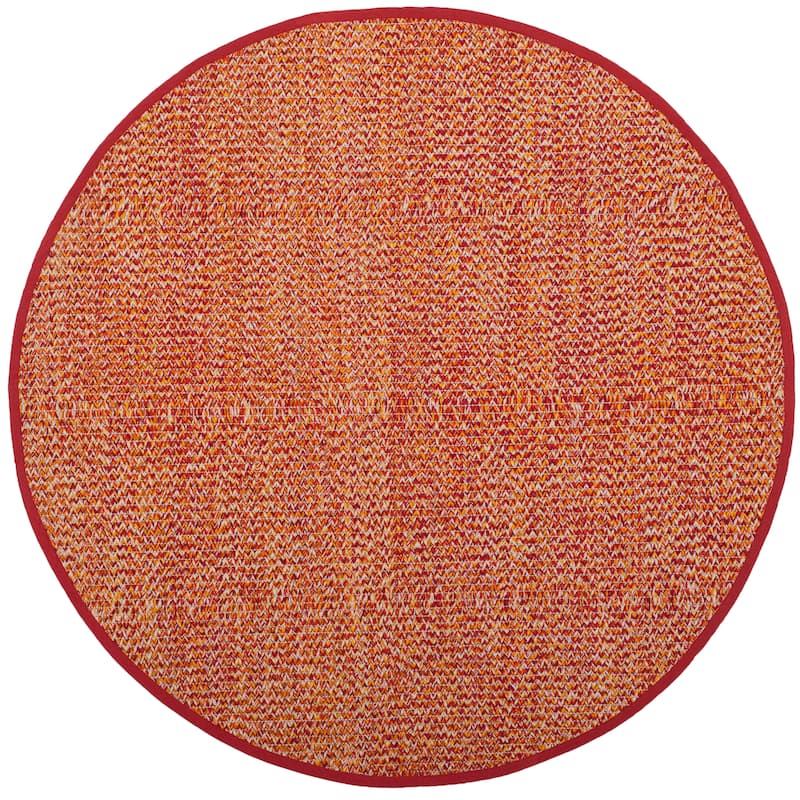 SAFAVIEH, Handmade Flatweave Montauk Gyrithe Casual Cotton Rug - 6' Round - Orange/Multi