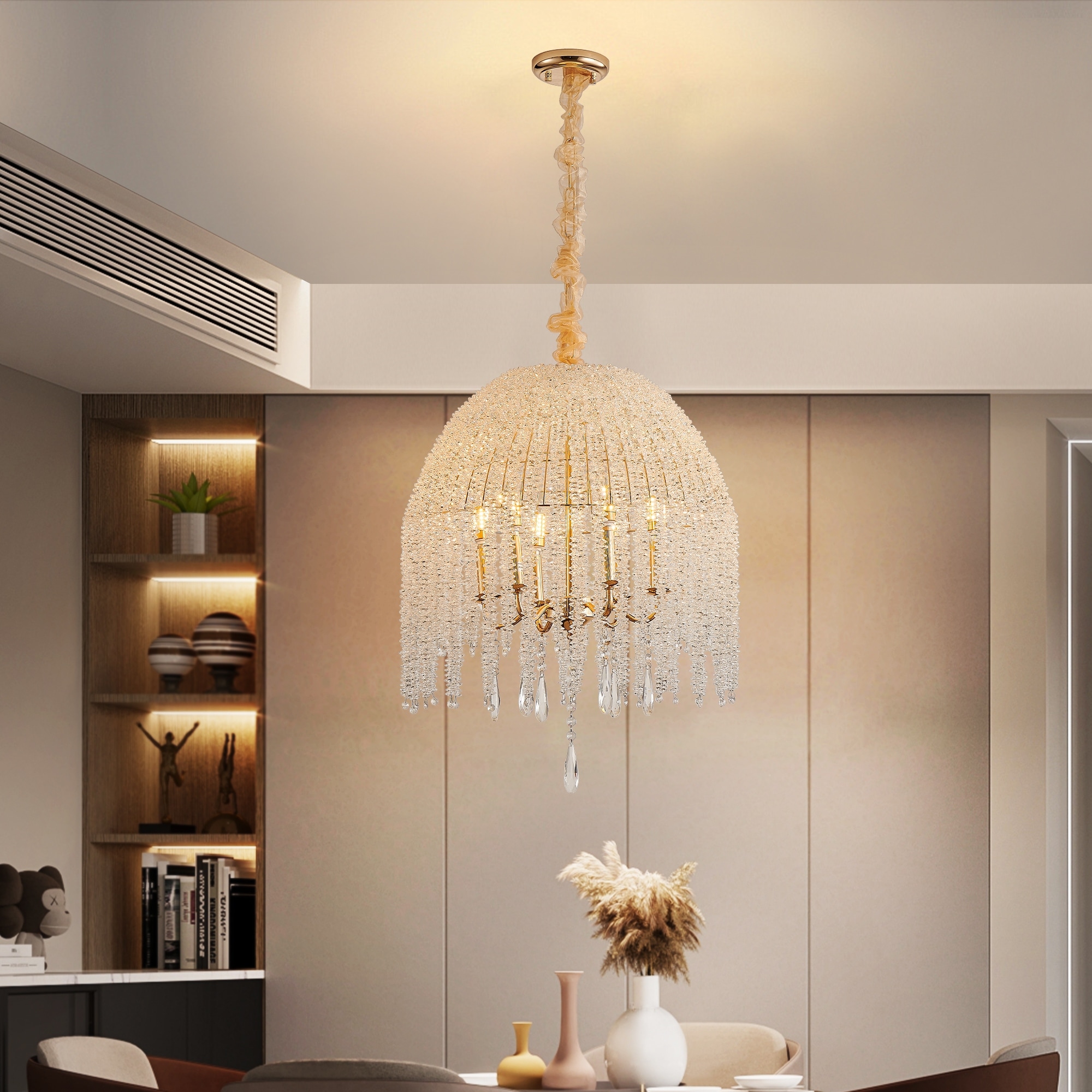 20" Gold Finish Crystal Chandelier - 20-inch