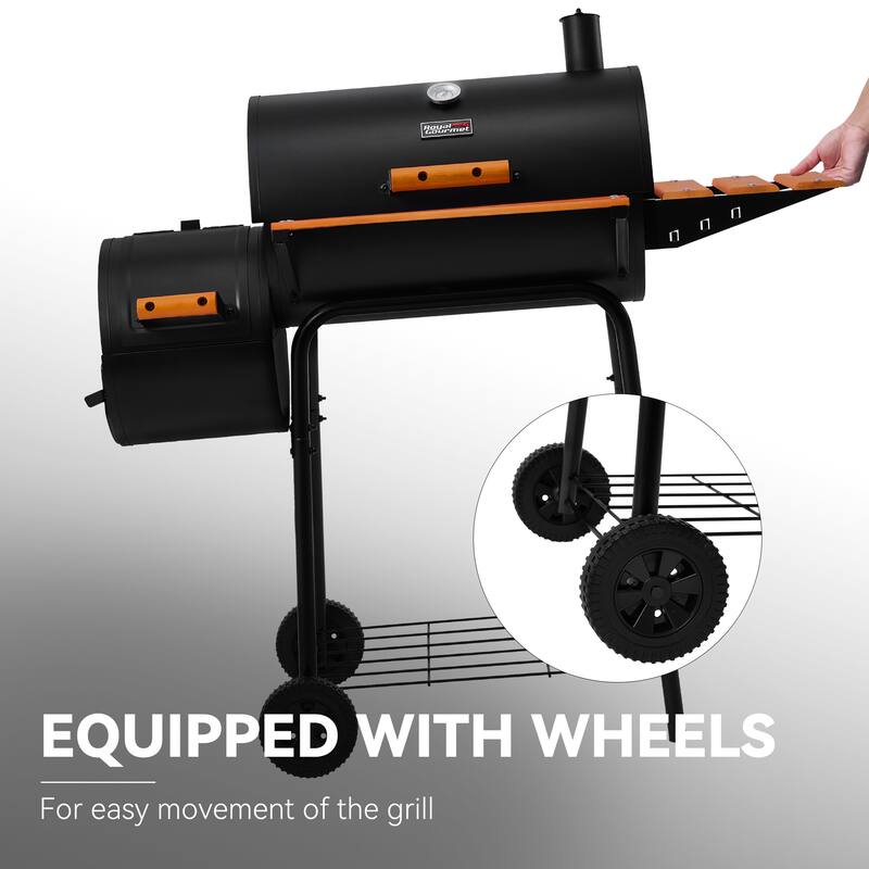 Royal Gourmet CC1624W Barrel Charcoal Grill with Offset Smoker