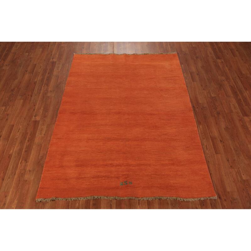 Orange Gabbeh Modern Oriental Rug Handmade Wool Carpet - 4'9" x 6'5"