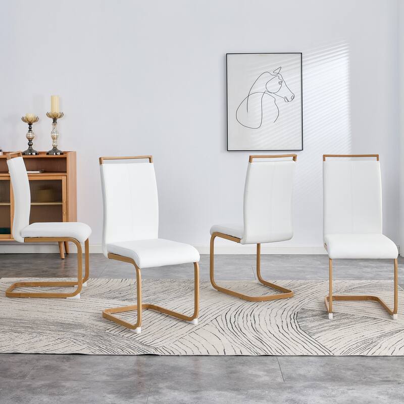 Modern Dining Chair Set of 4, High Back Upholstered Side Chair with C-Shaped Tube Metal Legs Office Chair, Club Guest Chair