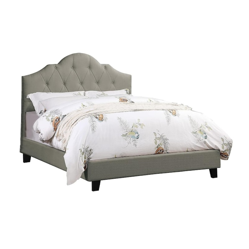 California King Size Wood Platform Bed with Adjustable Tufted Headboard and Arch Design