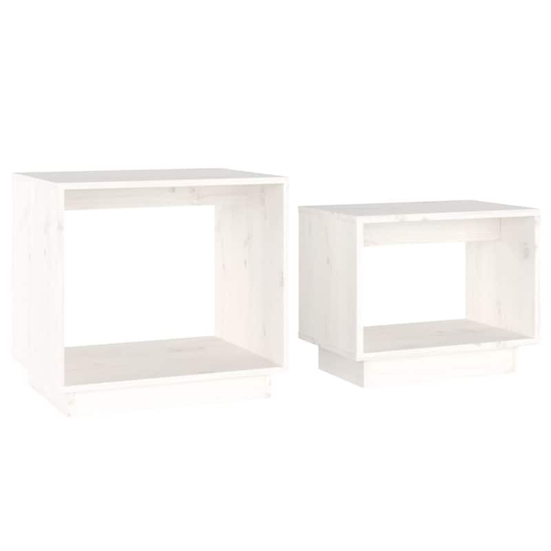 vidaXL Coffee Tables 2 pcs Nesting Table End Table Nightstand Solid Wood Pine - 19.7" x 15.7" x 18.5"