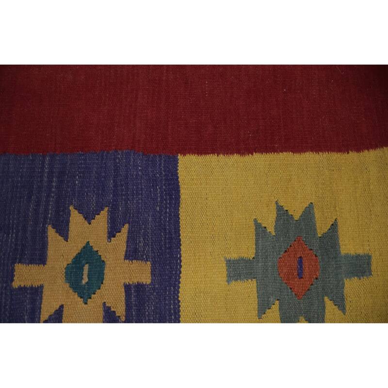 Hand Woven Oriental 100% Wool Carpet Southwestern Tribal Multi-Colored Kilim Area Rug - 9' 9'' X 7' 10''