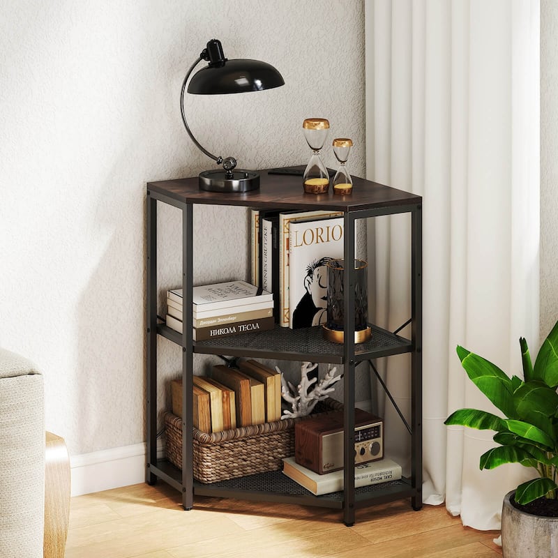 Costway Corner Printer Stand with Charging Station Adjustable Metal - See Details