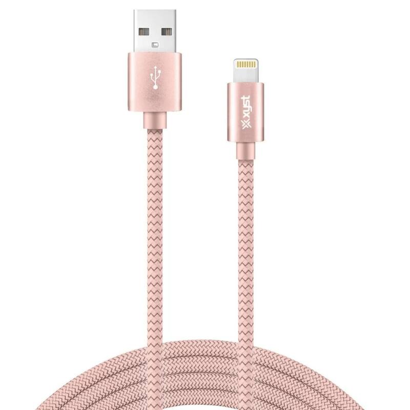 Xyst Charge and Sync USB to Lightning Braided Cable 10Ft - Rose Gold