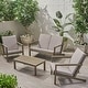 preview thumbnail 4 of 25, Leah Outdoor 4 Seater Chat Set with Cushions by Christopher Knight Home