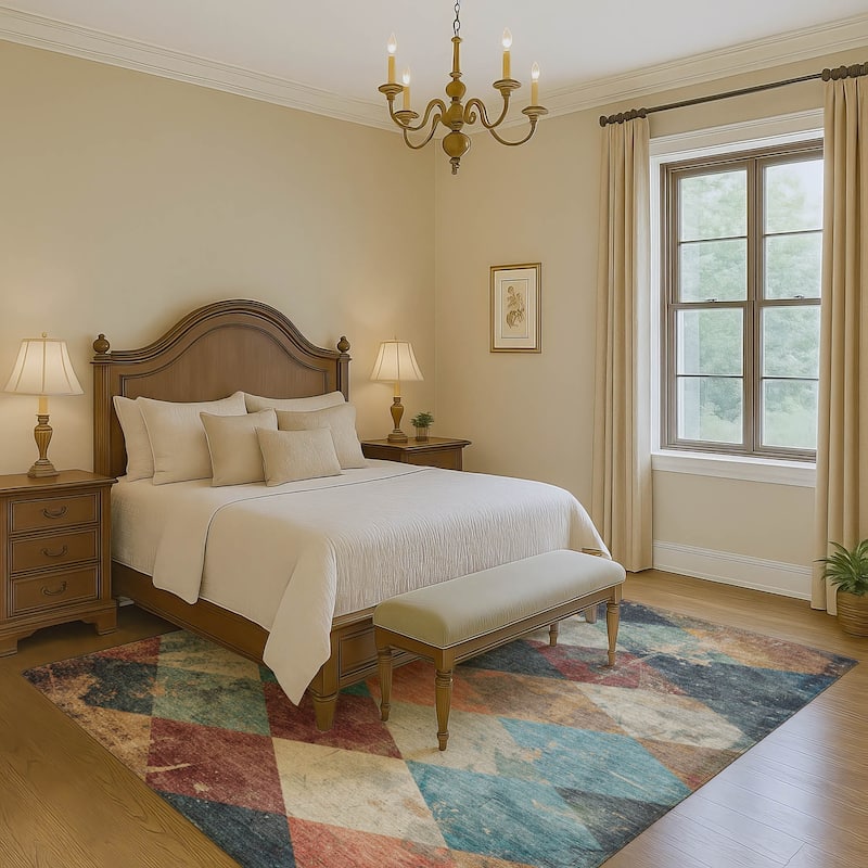 Premium Washable Super Soft Contemporary Diamonds Mayfield Rug