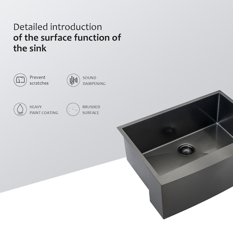 24-in Matte Black Stainless Steel Farmhouse Apron-Front Kitchen Sink