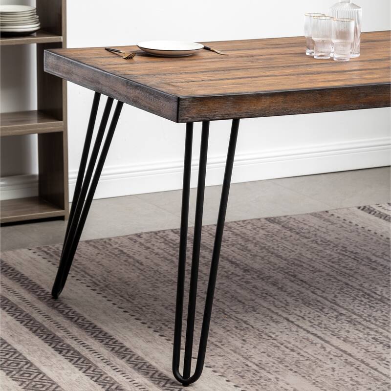 7-Piece Home Party Dining Table and Chair Sets with Sled Metal Legs and Rubber Footpads for Kitchen Dining Room