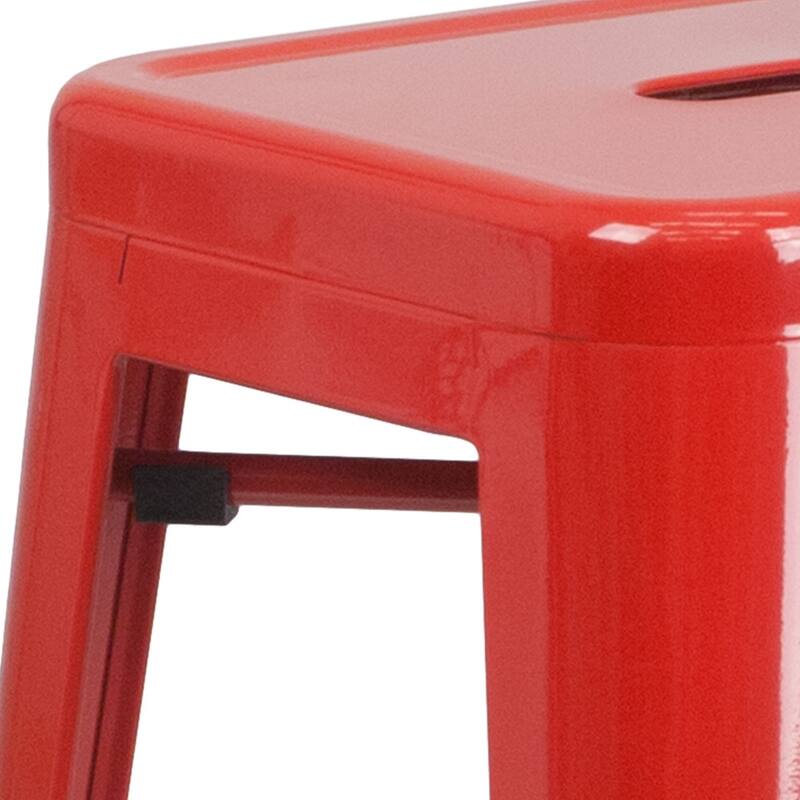 4 Pack 30" High Backless Metal Indoor-Outdoor Barstool with Square Seat