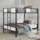 preview thumbnail 2 of 3, Metal Full over Full Bunk Bed with Ladder in White and Black