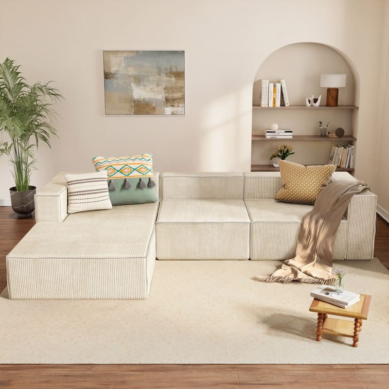Module Corduroy Luxury Compression Sofas - Beige Corduroy