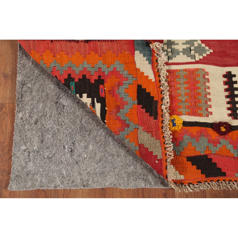 Vegetable Dye Kilim Qashqai Persian Antique Rug Tribal Wool Carpet - 3'10"x 7'3"