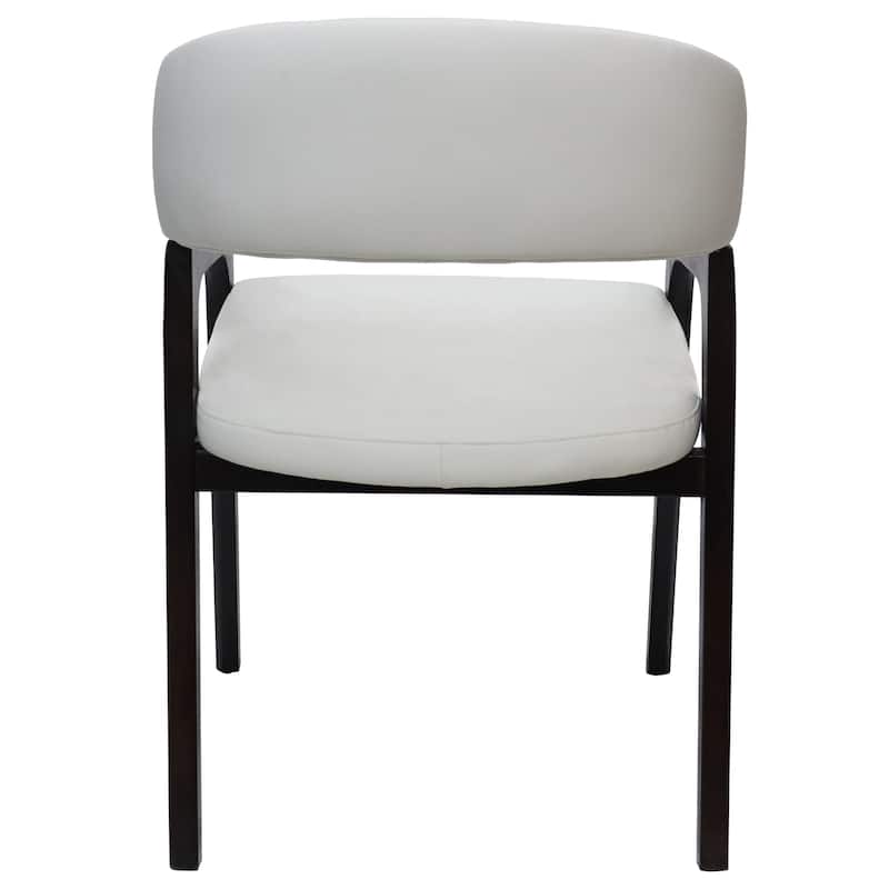Cali Leather Dining Chair with Rubberwood Legs for Modern Kitchend and Dining Room Accent Arm Chair With Curved Open Back Design