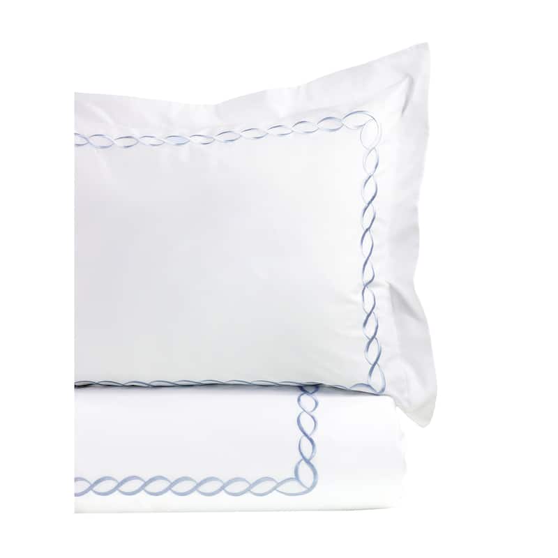 Home Sweet Home Collection 600 Thread Count Cotton Rope Embroidery Duvet Set - Blue - King - Cal King