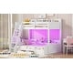 preview thumbnail 6 of 8, White Twin over Full Bunk Bed with LED, Charging Station, Storage Shelves, and Drawer