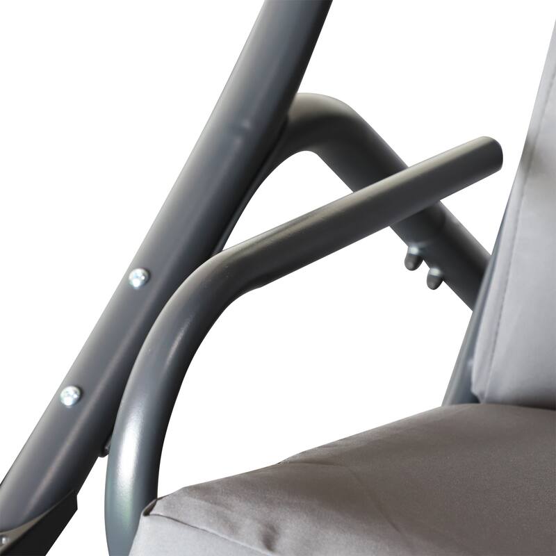 Outsunny Modern Outdoor Relax Chairs with 2 Separate Swinging Chairs, Safety Handrails, and Removable Shade Canopy, Grey