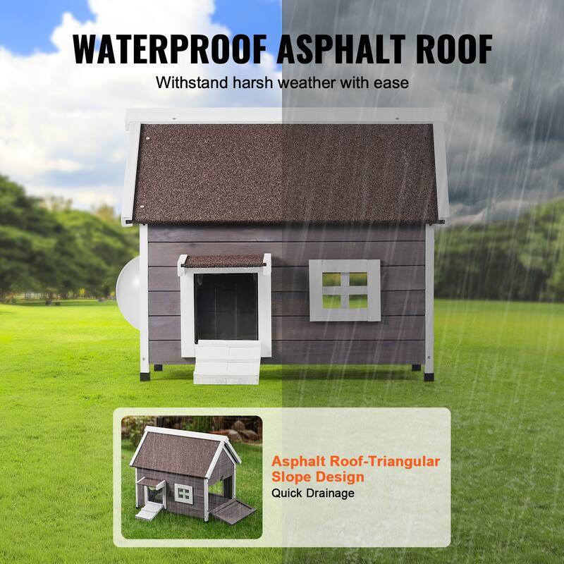 Outdoor Cat House Weatherproof Feral Cat Shelter for Multiple Cats