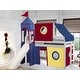 preview thumbnail 67 of 117, JACKPOT Prince & Princess Low Loft Twin Bed, Ladder Slide Tent & Tower White with Red Blue & Yellow Tent