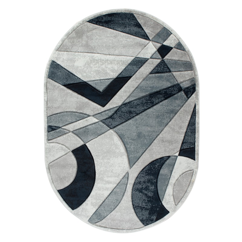 Orelsi Collection Abstract Area Rug with Hand Carved Accents