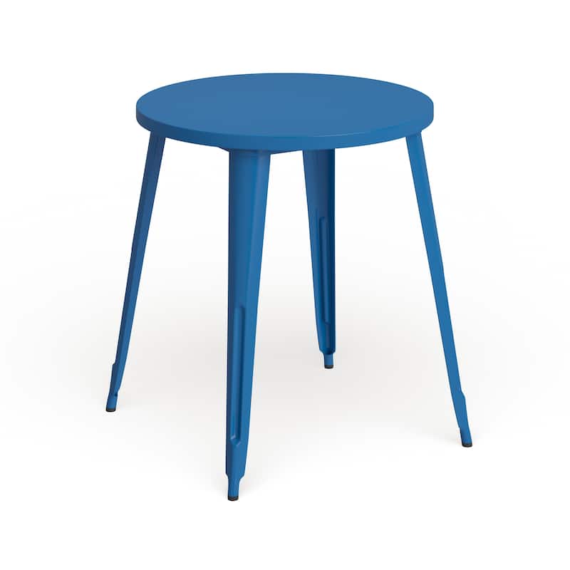 30'' Round Metal Indoor-Outdoor Table - 30"W x 30"D x 29.5"H - Blue