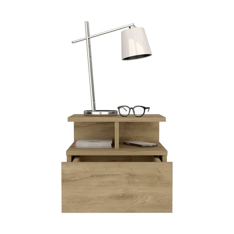 Adele Floating Nightstand with Open Shelf, Drawer, White