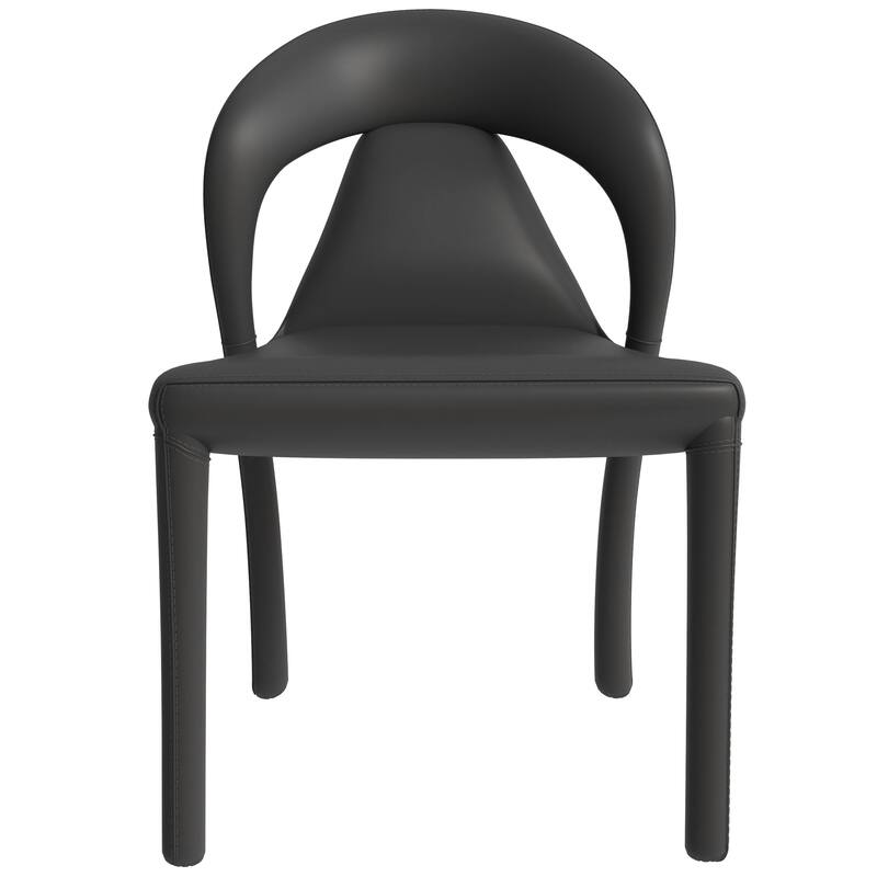 Leather Dining Chairs with Metal Legs Open-Back Design Solace Series Set of 2