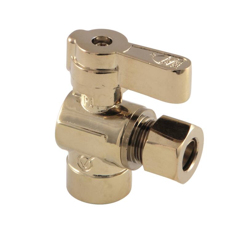 Baseline 1/2" Sweat x 3/8" OD Comp Angle Stop Valve - Polished Brass