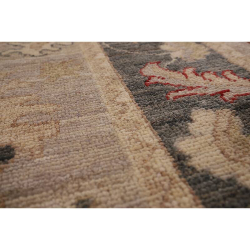 Vegetable Dye Oushak Turkish Area Rug Handmade Beige Wool Carpet - 8'1" x 9'10"