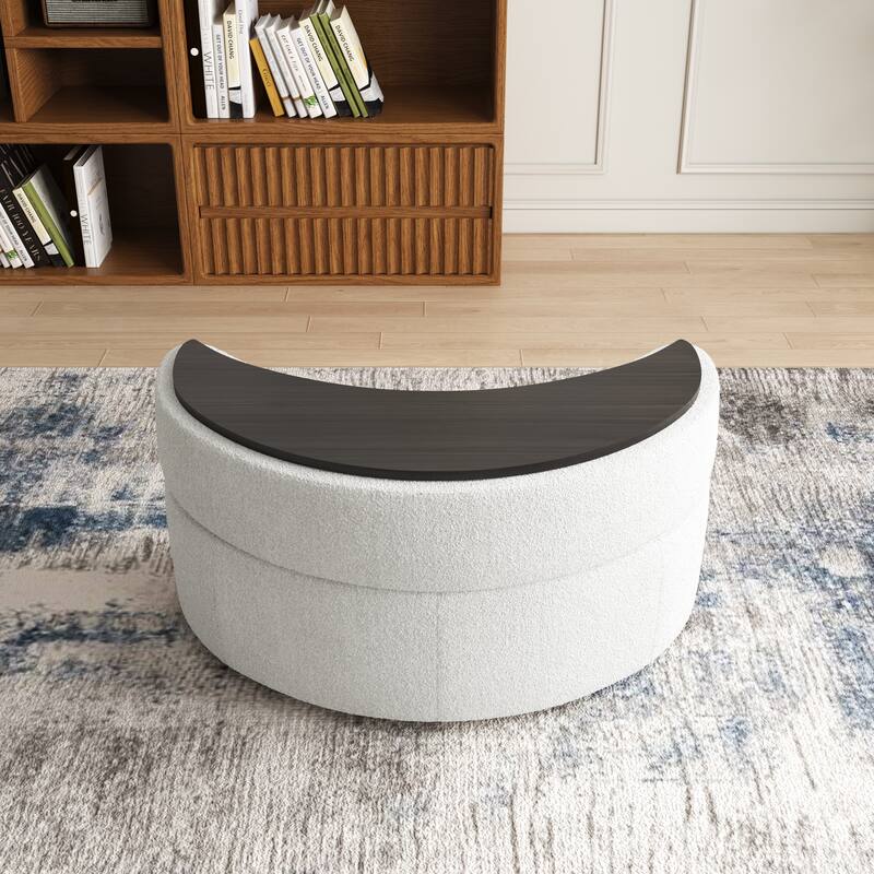 Moon Crescent Storage Upholstered Ottoman