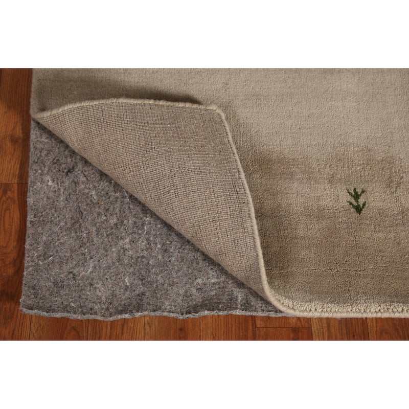 Beige Tribal Gabbeh Indian Rug Hand-Knotted Oriental Wool Carpet - 4'7" x 6'4"