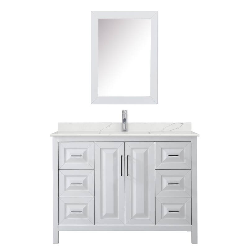 Daria 48-inch Single Vanity, Single Hole Quartz Top, Med Cabinet