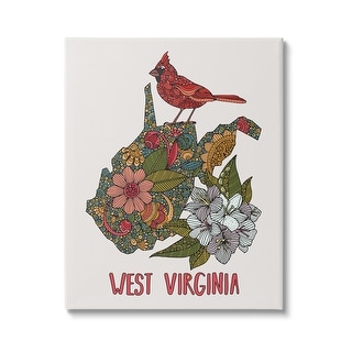 Stupell West Virginia State Cardinal Detailed Floral Pattern Canvas ...