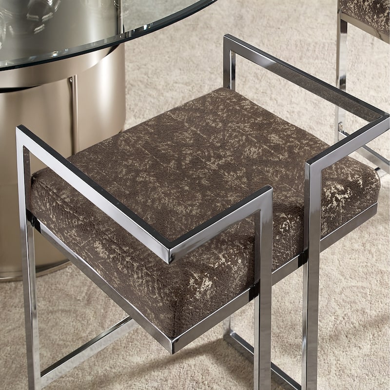 Tanner Velvet Upholstered Chrome Finish Metal Barstool (Set of 2) by iNSPIRE Q Bold