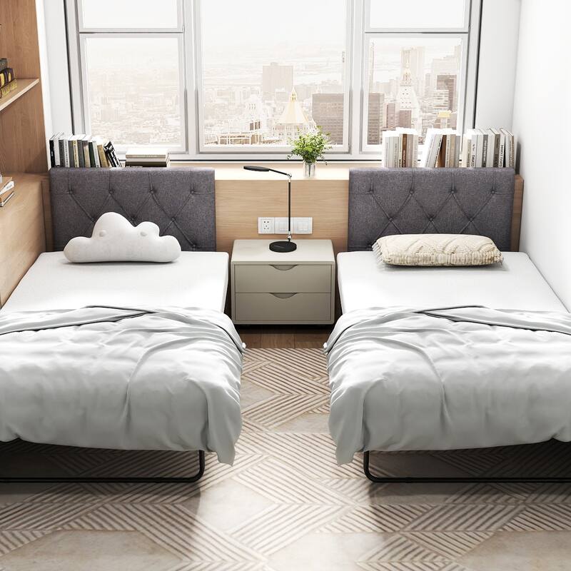 Gymax Upholstered Headboard for Twin Size Bed w/ Fabric Upholstery