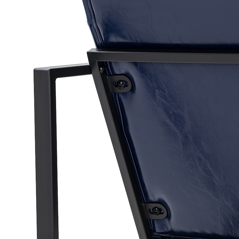 Glitzhome Set of 2 29.25"W Mid-Century PU Leather Tufted Accent Chairs