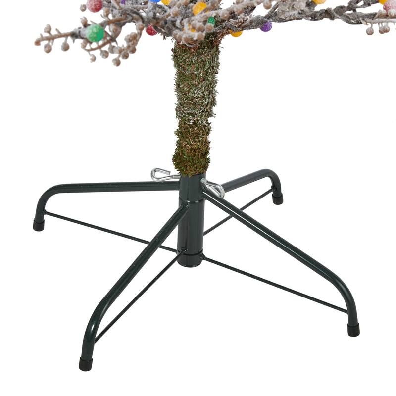 5ft Frosted Berry Twig Christmas Tree with Lights - Vintage Artificial Holiday Decor - Multicolor - 60