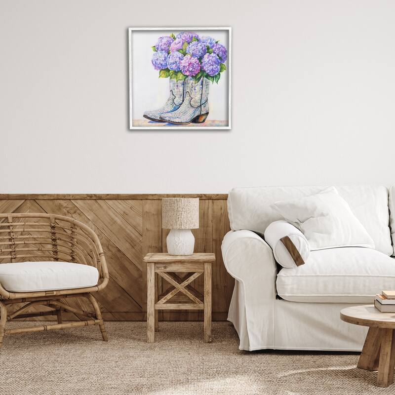 Stupell Hydrangea Filled Cowgirl Boots Framed Giclee Art Design By Amanda Greenwood