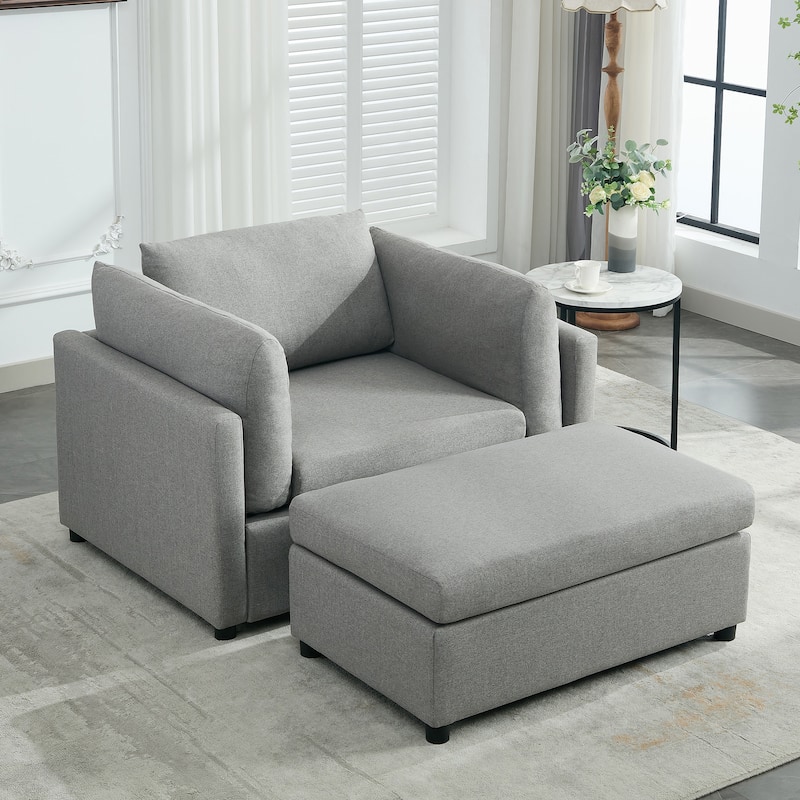 Modern Oversized Armchair with Ottoman