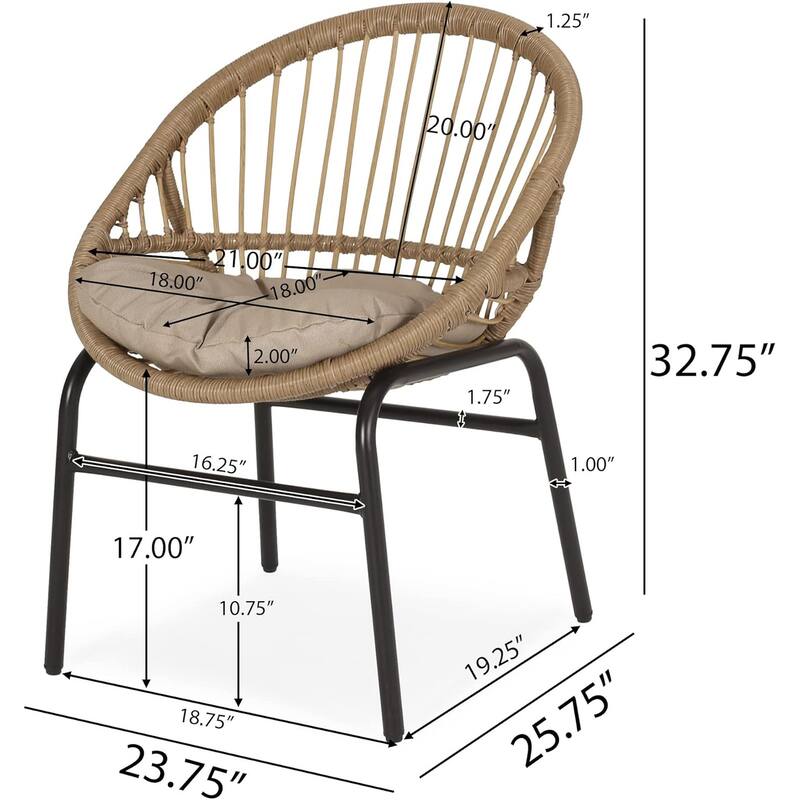 Outdoor Chair with Water-Resistant Cushions Set of 2