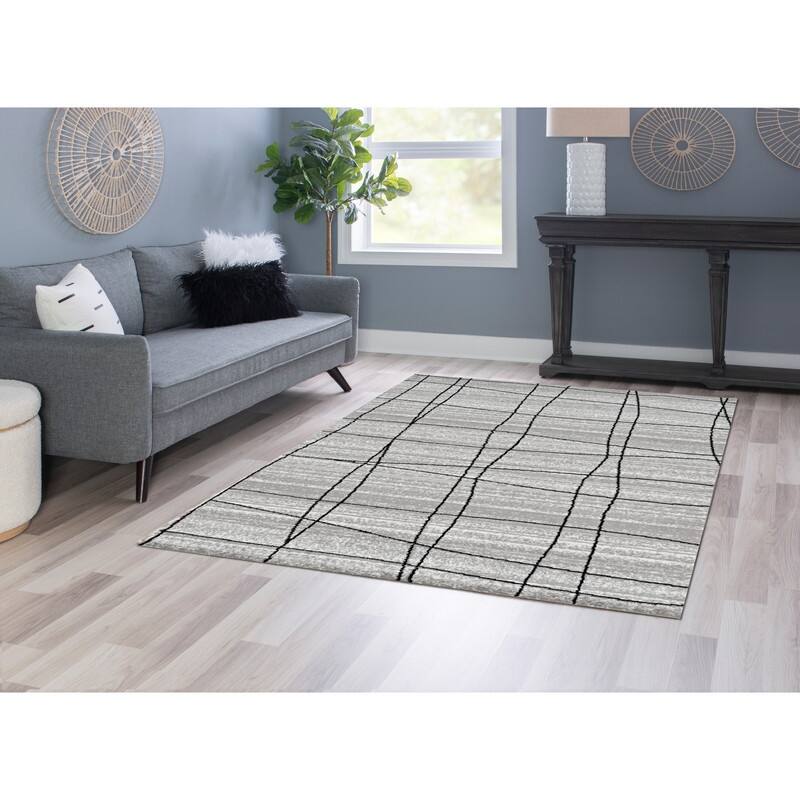 Power Loomed Capri Mod Plaid Polypropylene Rug