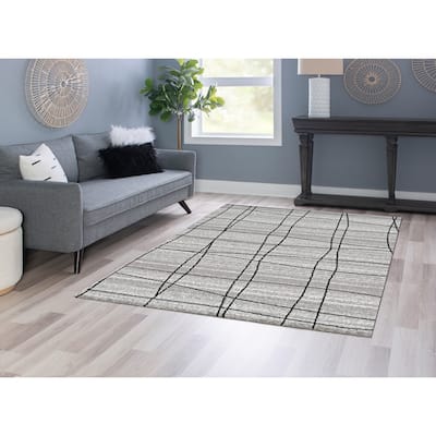 Power Loomed Capri Mod Plaid Polypropylene Rug