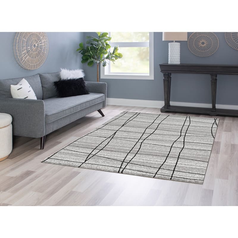 Power Loomed Capri Mod Plaid Polypropylene Rug