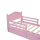preview thumbnail 10 of 46, Twin/Full Size Wood Platform Bed with Half Guardrails on Both Sides, Modern Design Kids Storage Bed Frame with 2 Drawers