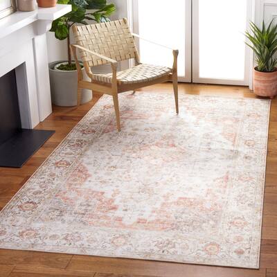 SAFAVIEH Tucson Machine Washable Slip Resistant Korneliya Oriental Medallion Rug